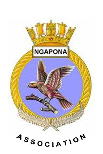 The logo features a naval emblem with rich symbolic elements. At the top, a gold naval crown signifies the association's connection to maritime tradition. Below the crown, set against a sky blue background, is a circular gold rope border encircling the central image. The word "NGAPONA," likely a name or title, is inscribed in bold, capitalized letters above the central image within the border. The central image depicts a bird, specifically a New Zealand Falcon (Kārearea), in mid-flight, with its wings widely spread, showcasing detailed plumage in shades of brown, red, and white. The falcon is captured in a dynamic, descending motion, talons extended as if swooping down towards its prey, conveying a sense of power and precision. Below the circle, the word "ASSOCIATION" is written in capitalized letters, indicating the emblem represents a collective or group identity. The overall design suggests a focus on community and heritage, with the falcon possibly symbolizing vigilance or prowess.